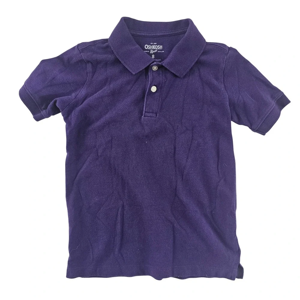 OshKosh B'gosh Boys Purple Short Sleeve Pique Polo Shirt Size 8 School Uniform